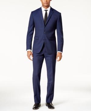 Vince Camuto Men's Slim-fit Blue Plaid Suit