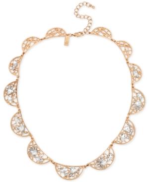 Inc International Concepts Rose Gold-tone Multi-crystal Openwork Collar Necklace, Only At Macy's