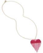 Betsey Johnson Two-tone Chain Fringe Heart 31 Pendant Necklace
