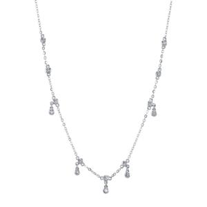 Unwritten Cubic Zirconia Station Pendant Necklace In Sterling Silver, Rose Gold Or Yellow Gold, 16 + 2 Extender