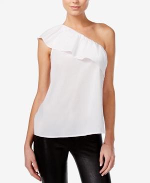 Bar Iii Cotton One-shoulder Flounce Top, Created For Macy's
