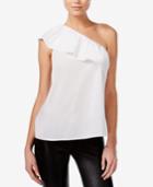 Bar Iii Cotton One-shoulder Flounce Top, Created For Macy's