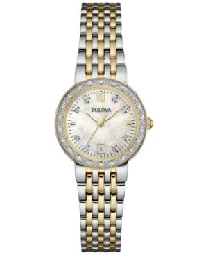 Bulova Women's Maiden Lane Diamond Accent Two-tone Stainless Steel Bracelet Watch 26mm 98r211