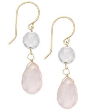 Rose Quartz Double Drop Earrings In 14k Gold (10 Ct. T.w.)