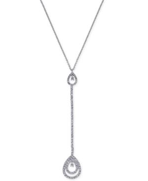 Inc International Concepts Silver-tone Pave Double Teardrop Lariat Necklace, Created For Macy's