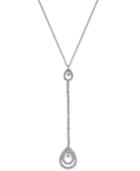 Inc International Concepts Silver-tone Pave Double Teardrop Lariat Necklace, Created For Macy's