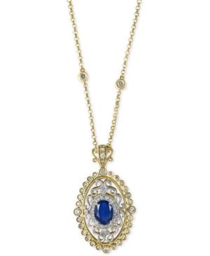 Effy Royale Bleu Sapphire (1-3/8 Ct. T.w.) And Diamond (2/3 Ct. T.w.) Pendant Necklace In 14k Gold, Created For Macy's And White Gold, Created For Macy's