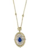Effy Royale Bleu Sapphire (1-3/8 Ct. T.w.) And Diamond (2/3 Ct. T.w.) Pendant Necklace In 14k Gold, Created For Macy's And White Gold, Created For Macy's