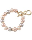 Carolee Gold-tone Imitation Pink Pearl Toggle Bracelet