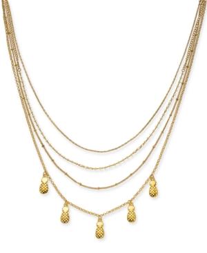 I.n.c. Gold-tone Pineapple & Imitation Pearl Bead Multi-row Necklace, 15 + 3 Extender, Created For Macy's