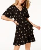 One Hart Juniors' Floral-print Ruffle Wrap Dress, Created For Macy's