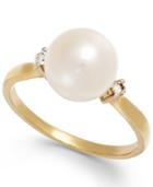 Cultured Freshwater Pearl (8-1/2 Mm) And Diamond Accent Ring In 14k Gold