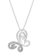 Victoria Townsend Diamond Butterfly Pendant Necklace In Sterling Silver (1/5 Ct. T.w.)