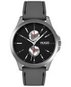 Hugo Men's #jump Gray Rubber Strap Watch 41mm