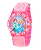 Disney Princess Ariel, Cinderella And Rapunzel Girls' Pink Plastic Time Teacther Watch