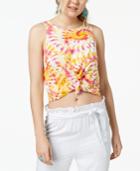 The Edit By Seventeen Juniors' Printed Knot-front Cropped Tank Top, Created For Macy's