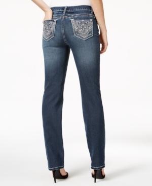 Earl Jeans Embellished Dark Wash Straight-leg Jeans