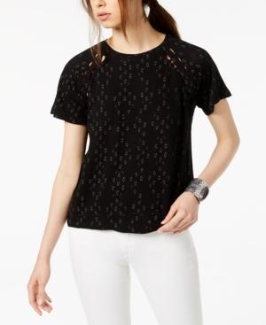 Lucky Brand Printed Cutout T-shirt