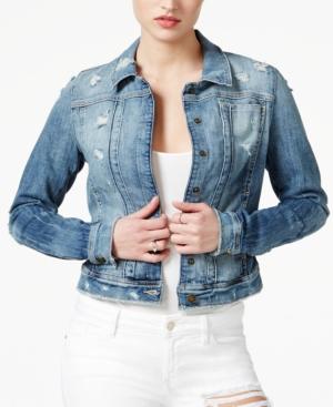 Guess Ripped Flower Child Wash Denim Jacket