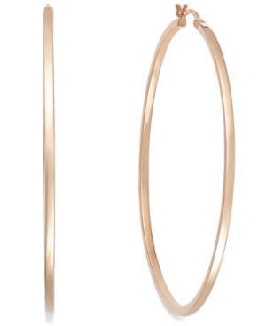 14k Rose Gold Vermeil Earrings, Square Tube Hoop Earrings