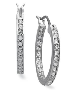 Swarovski Earrings, Rhodium-plated Crystal Hoop Earrings