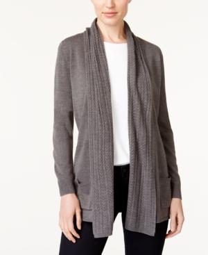 Karen Scott Luxsoft Cable-knit Open Cardigan, Created For Macy's
