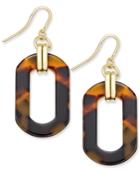 Charter Club Gold-tone Tortoiseshell-look Oval Drop Earrings, Only At Macy's