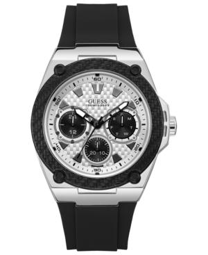 Guess Men's Black Silicone Strap Watch 45mm