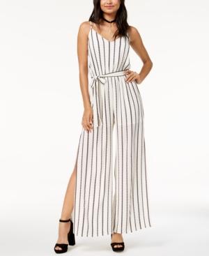 One Clothing Juniors' Belted Striped Jumpsuit