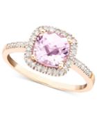 10k Rose Gold Ring, Pink Amethyst (1-1/3 Ct. T.w.) And Diamond (1/5 Ct. T.w.) Cushion Cut Ring