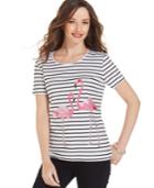 Karen Scott Short-sleeve Striped Graphic Tee