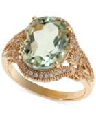 Effy Green Amethyst (4 Ct. T.w.) And Diamond (1/8 Ct. T.w.) Ring In 14k Gold
