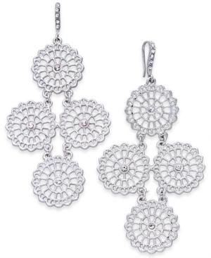 Inc International Concepts Silver-tone Crystal Circle Chandelier Earrings, Created For Macy's