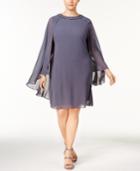 Sl Fashions Plus Size Embellished Chiffon Cape Dress