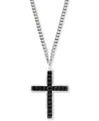 Effy Men's Black Spinel Cross Pendant Necklace 22 In Sterling Silver