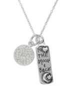 Inspirational Crystal To The Moon And Back Pendant Necklace In Sterling Silver