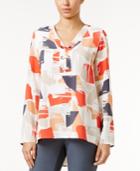 Alfani Petite Printed Grommet Top, Only At Macy's