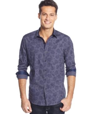 Tasso Elba Long Sleeve Paisley Print Shirt