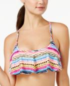 California Waves Under The Sun Strappy-back Flounced Bikini Top Women's Swimsuit