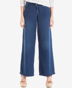 Max Studio London Cotton Dark Blue Wash Wide-leg Jeans