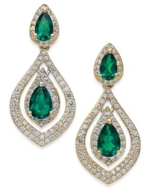 Emerald (1-1/5 Ct. T.w.) And Diamond (3/4 Ct. T.w.) Drop Earrings In 14k Gold