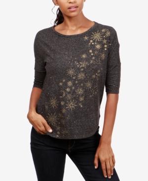 Lucky Brand Metallic-graphic High-low Top