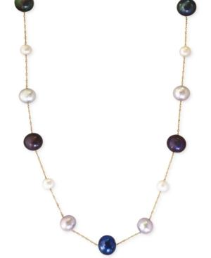 Effy Multi-color Cultured Freshwater Pearl Station Necklace In 14k Gold (6mm)