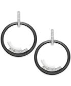 Diamond And Ceramic Drop Circle Earrings (1/4 Ct. T.w.) In Sterling Silver