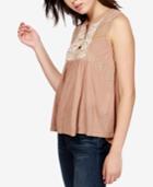 Lucky Brand Embroidered Split-neck Shell