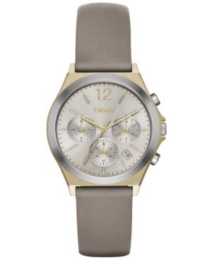 Dkny Women's Chronograph Parsons Gray Leather Strap Watch 38mm Ny2478