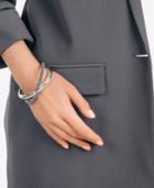 Swarovski Silver-tone Gray Crystal Crisscross Cuff Bracelet
