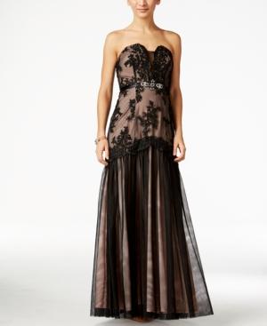 B Darlin Juniors' Strapless Lace Mermaid Gown