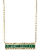 Brasilica By Effy Emerald (1 Ct. T.w.) & Diamond (1/8 Ct. T.w.) Bar 18 Pendant Necklace In 14k Gold