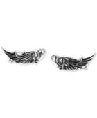 King Baby Wing Heart Cuff Earrings In Sterling Silver